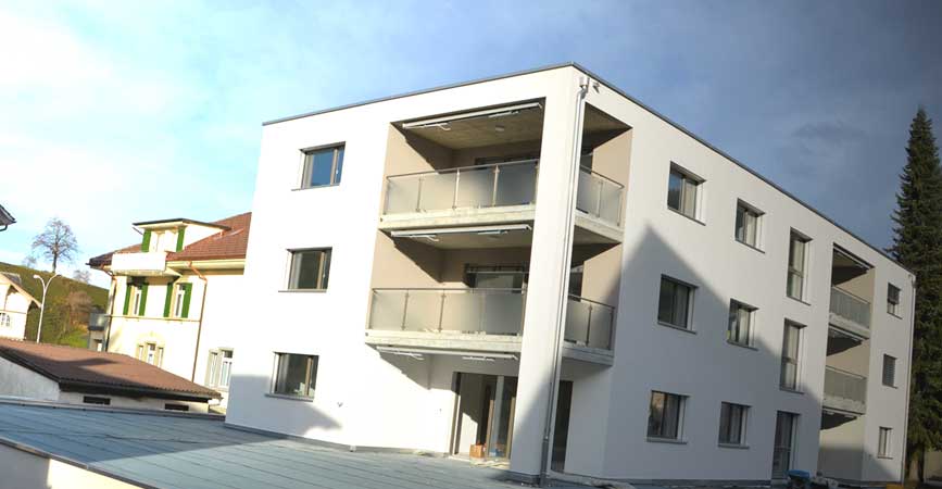 Neubau in Escholzmatt nach den ausgeführten Malerarbeiten durch die JGP